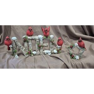 Noel Cardinals Home Decor Birch Tree Birds Rememberance Christmas Plus Star EUC